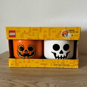 Lego Halloween Limited Edition Storage Heads Jack O Lantern & Skeleton Set Of 2‎